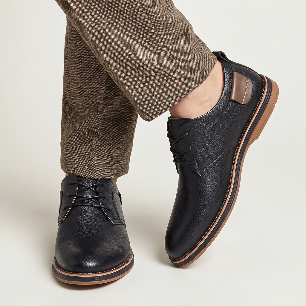 Men’s Lace-Up Textured Dress Shoes - Comfort Fit