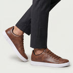 Men’s Casual Leather Sneakers - Lace Up Everyday Shoes