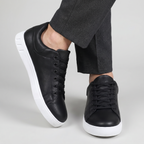 Men’s Casual Leather Sneakers - Lace Up Everyday Shoes