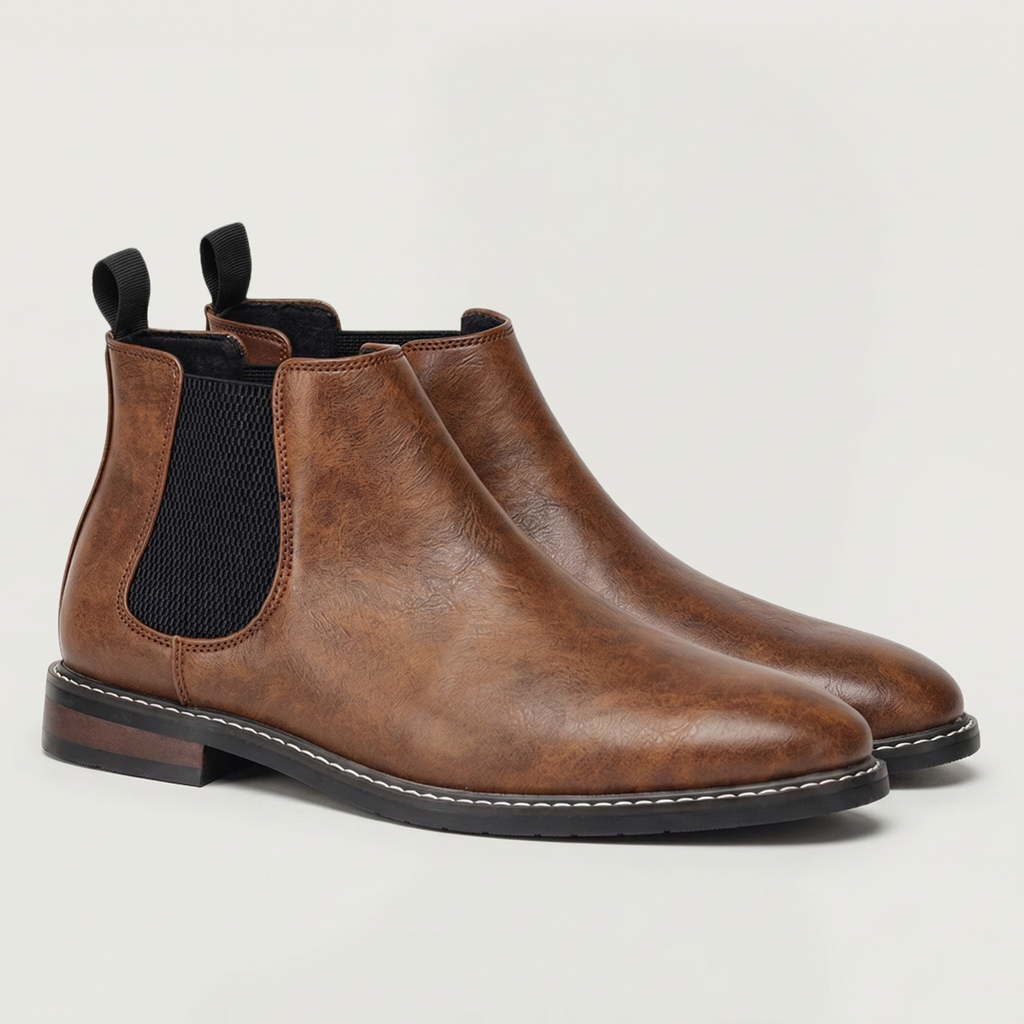 Men’s Leather Chelsea Boots - Classic Slip-On Ankle Fit