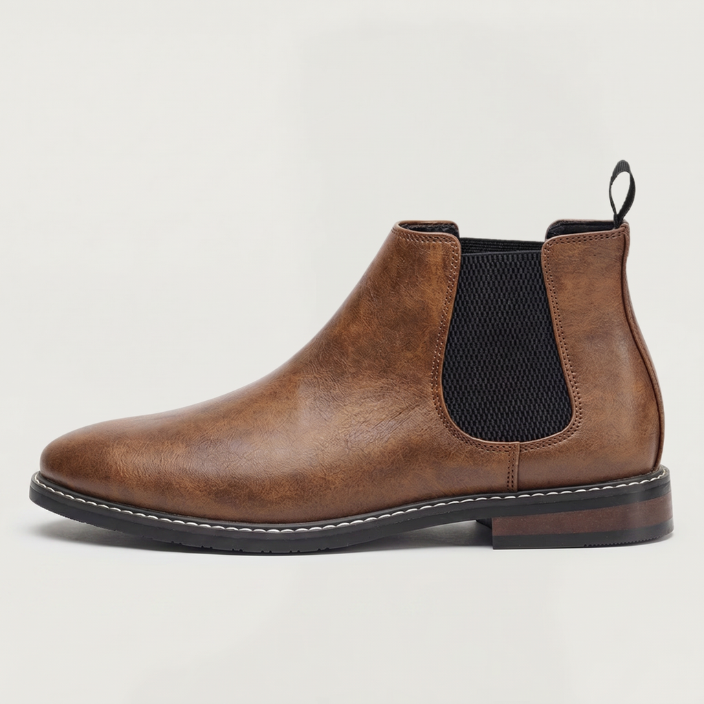 Men’s Leather Chelsea Boots - Classic Slip-On Ankle Fit