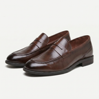 Men’s Leather Slip-On Loafers - Soft Sole Business Casual Shoes