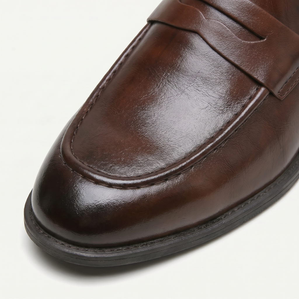 Men’s Leather Slip-On Loafers - Soft Sole Business Casual Shoes