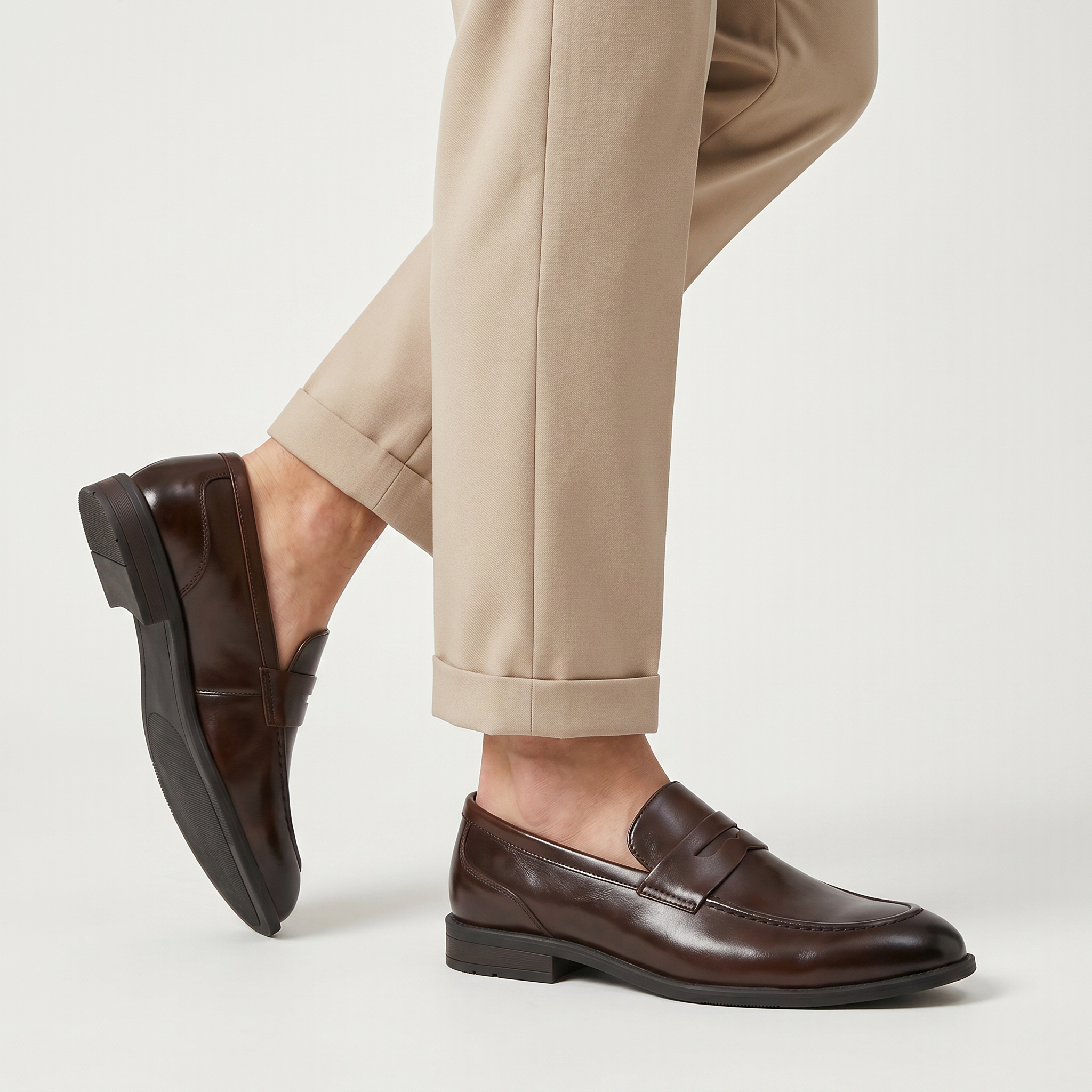 Men’s Leather Slip-On Loafers - Soft Sole Business Casual Shoes