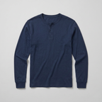Men’s Long Sleeve Henley Shirt - Button Neck Regular Fit