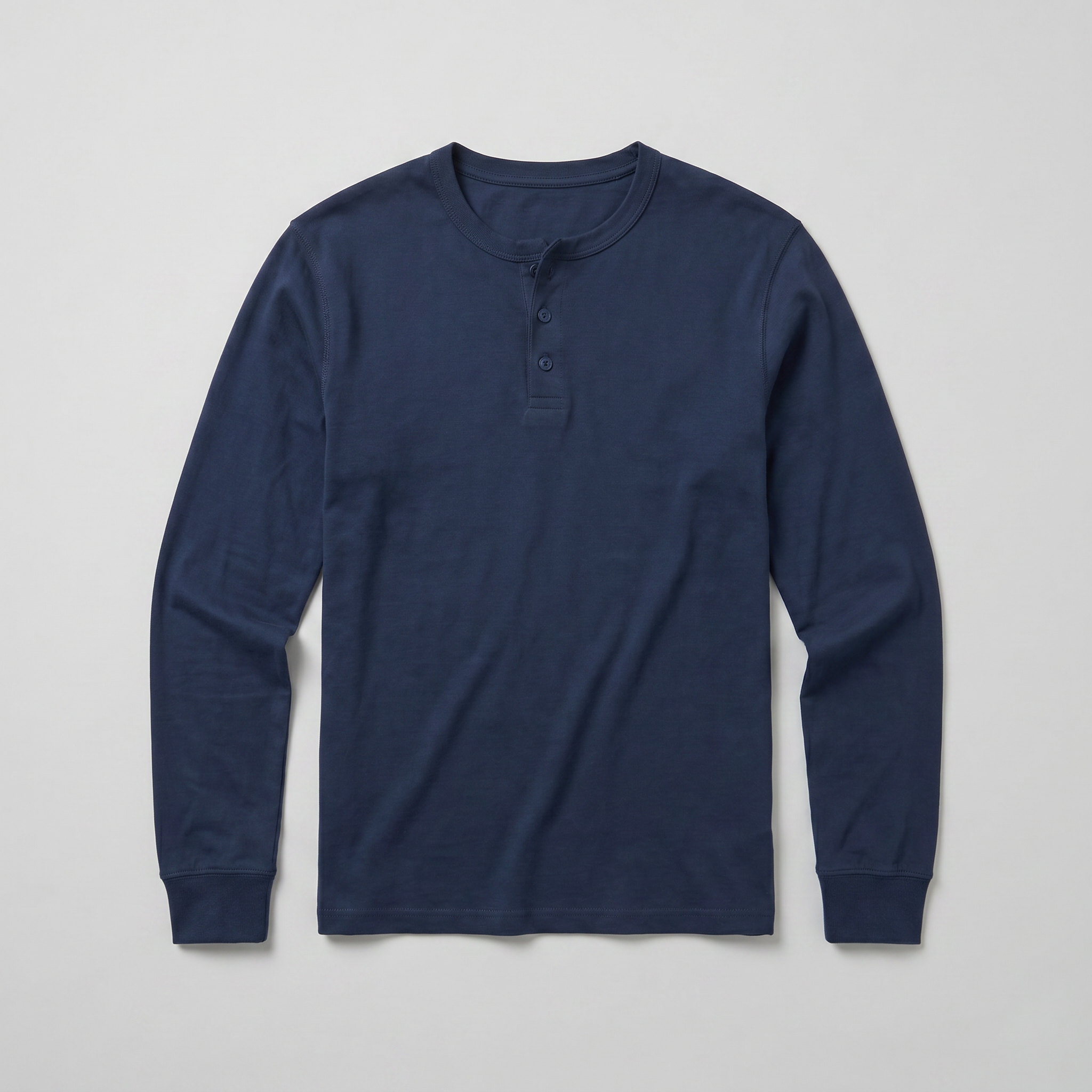 Men’s Long Sleeve Henley Shirt - Button Neck Regular Fit