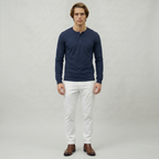 Men’s Long Sleeve Henley Shirt - Button Neck Regular Fit