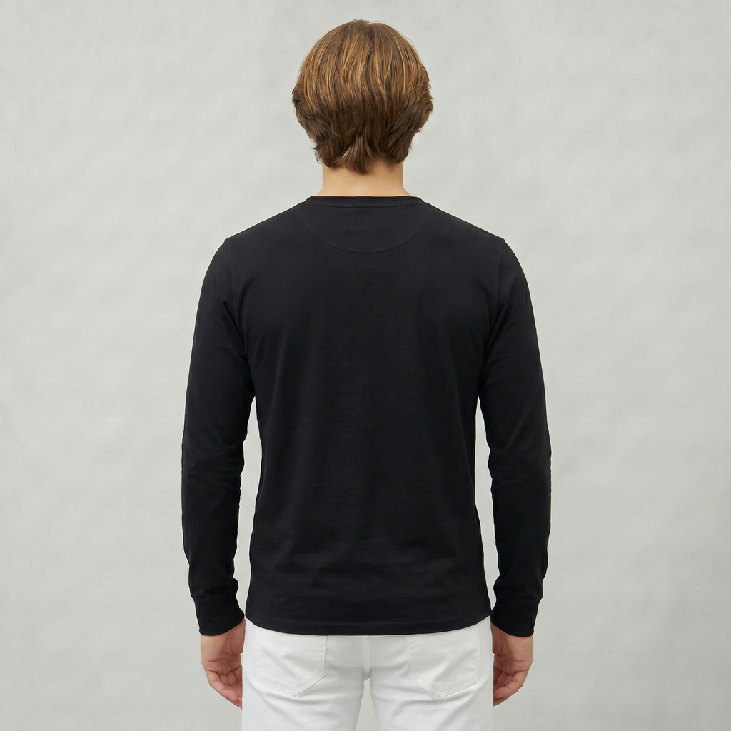 Men’s Long Sleeve Henley Shirt - Button Neck Regular Fit