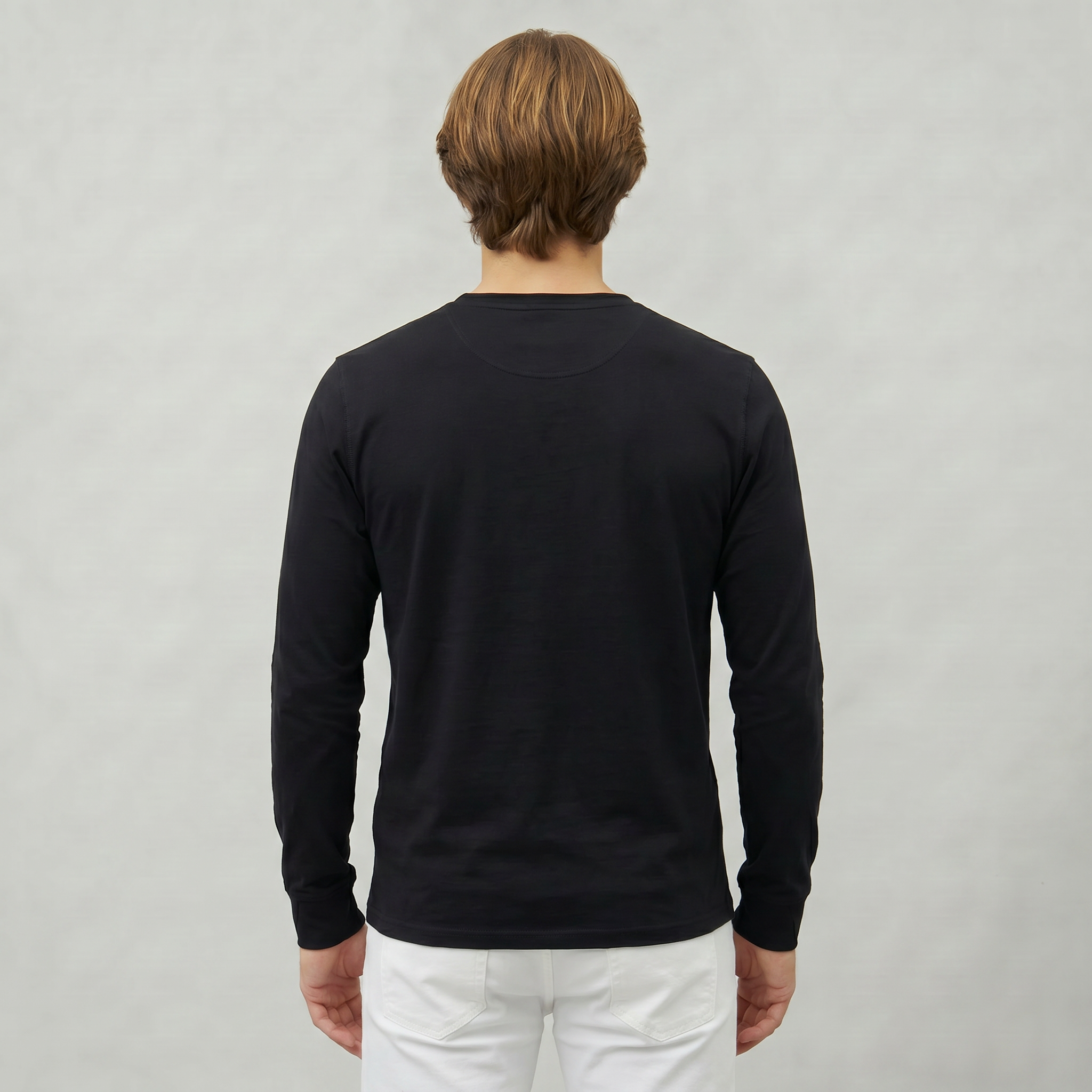 Men’s Long Sleeve Henley Shirt - Button Neck Regular Fit