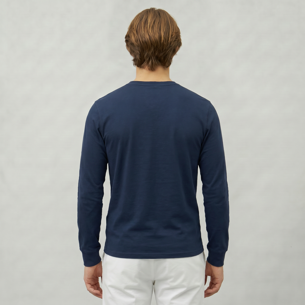 Men’s Long Sleeve Henley Shirt - Button Neck Regular Fit