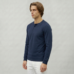 Men’s Long Sleeve Henley Shirt - Button Neck Regular Fit