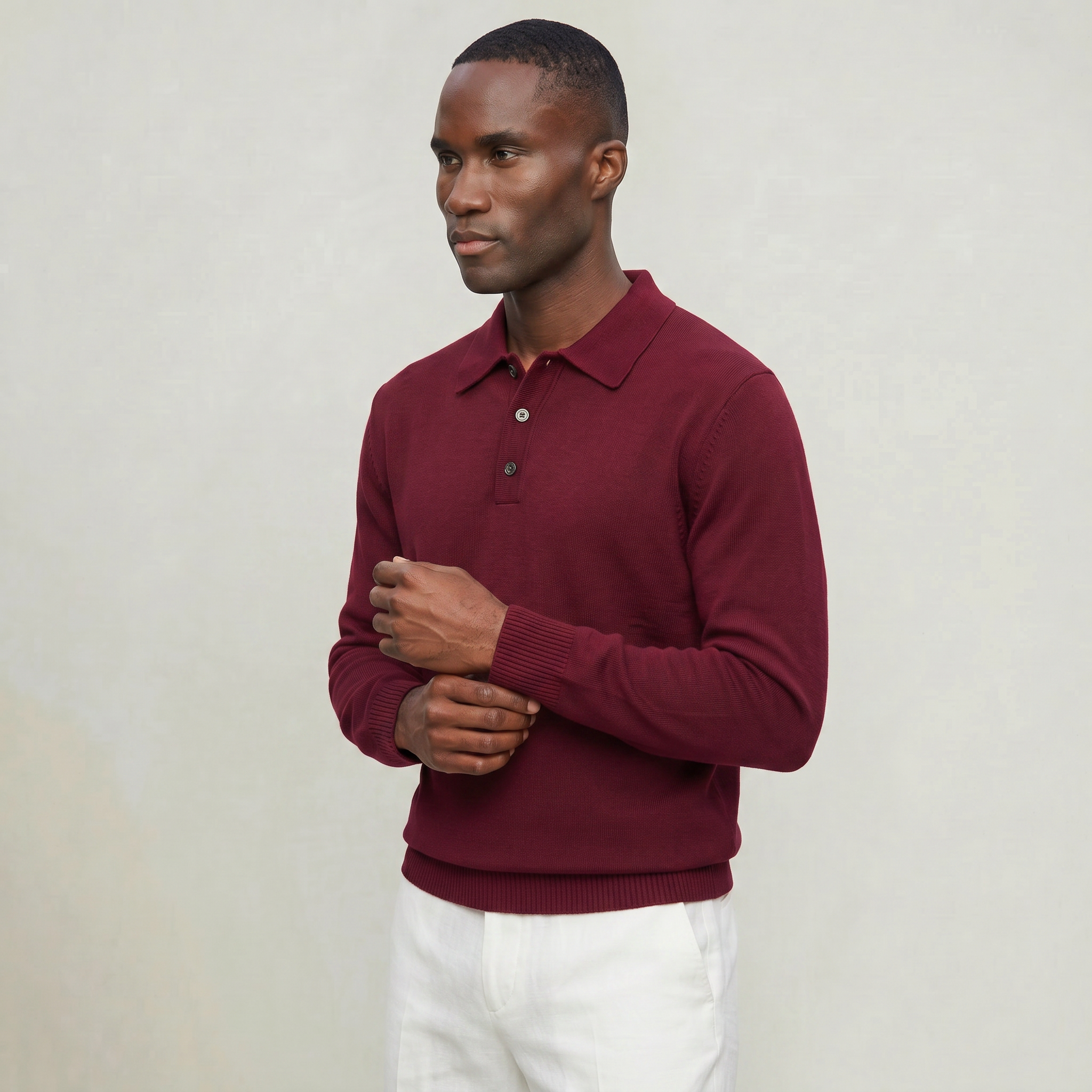 Men’s Polo Sweater - Long Sleeve Regular Fit