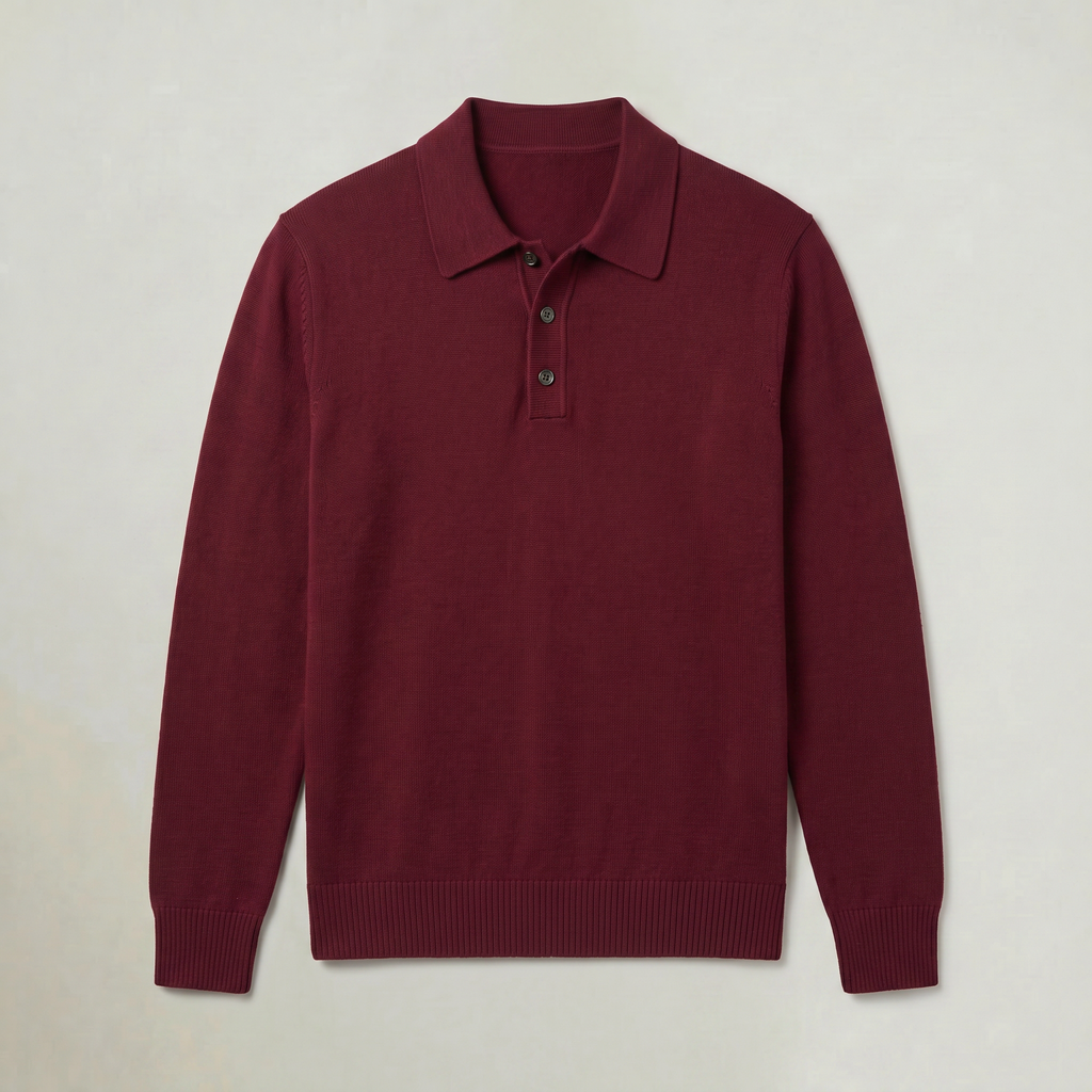 Men’s Polo Sweater - Long Sleeve Regular Fit