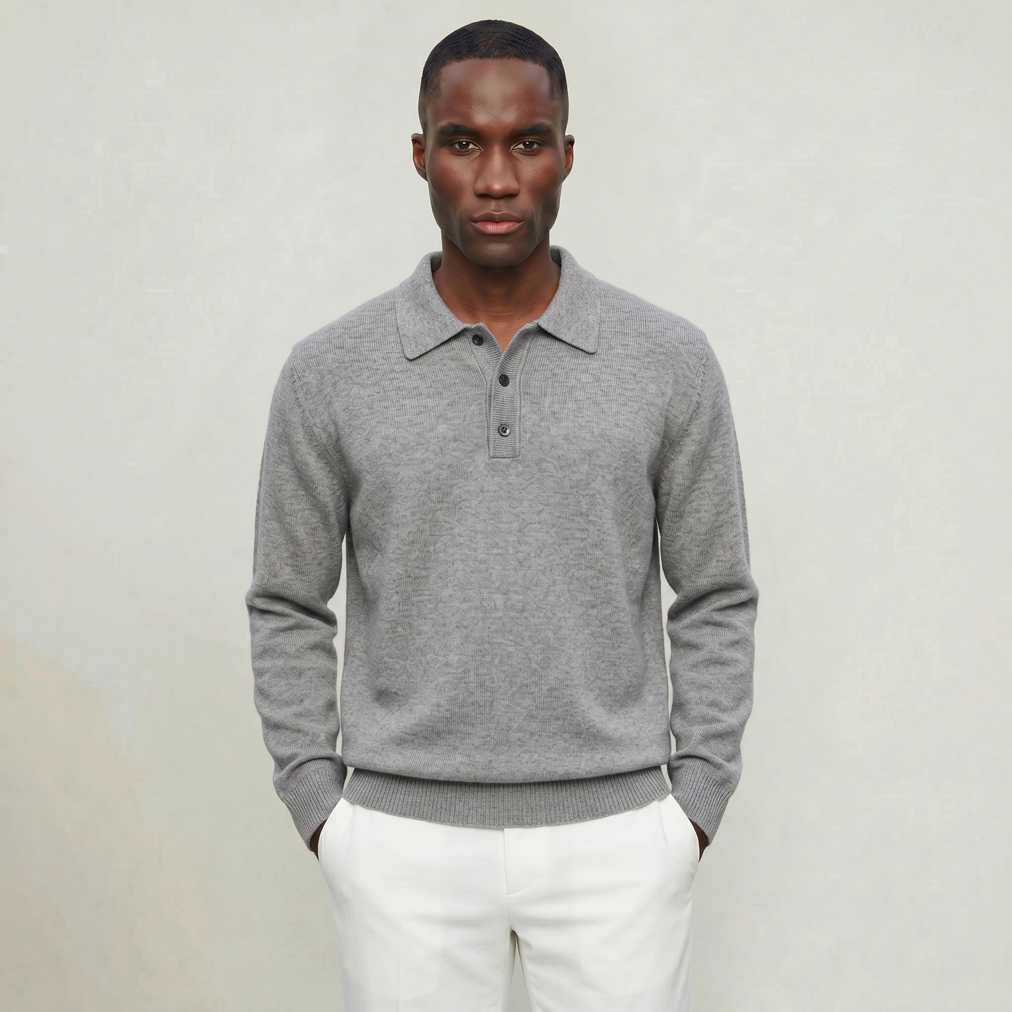Men’s Polo Sweater - Long Sleeve Regular Fit