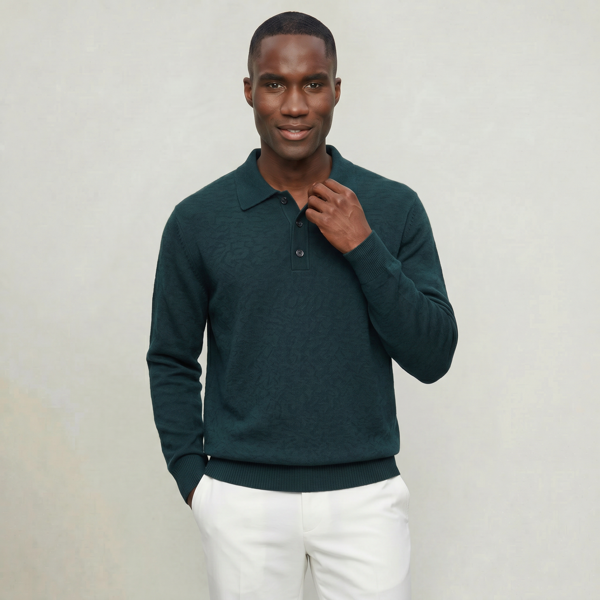 Men’s Polo Sweater - Long Sleeve Regular Fit