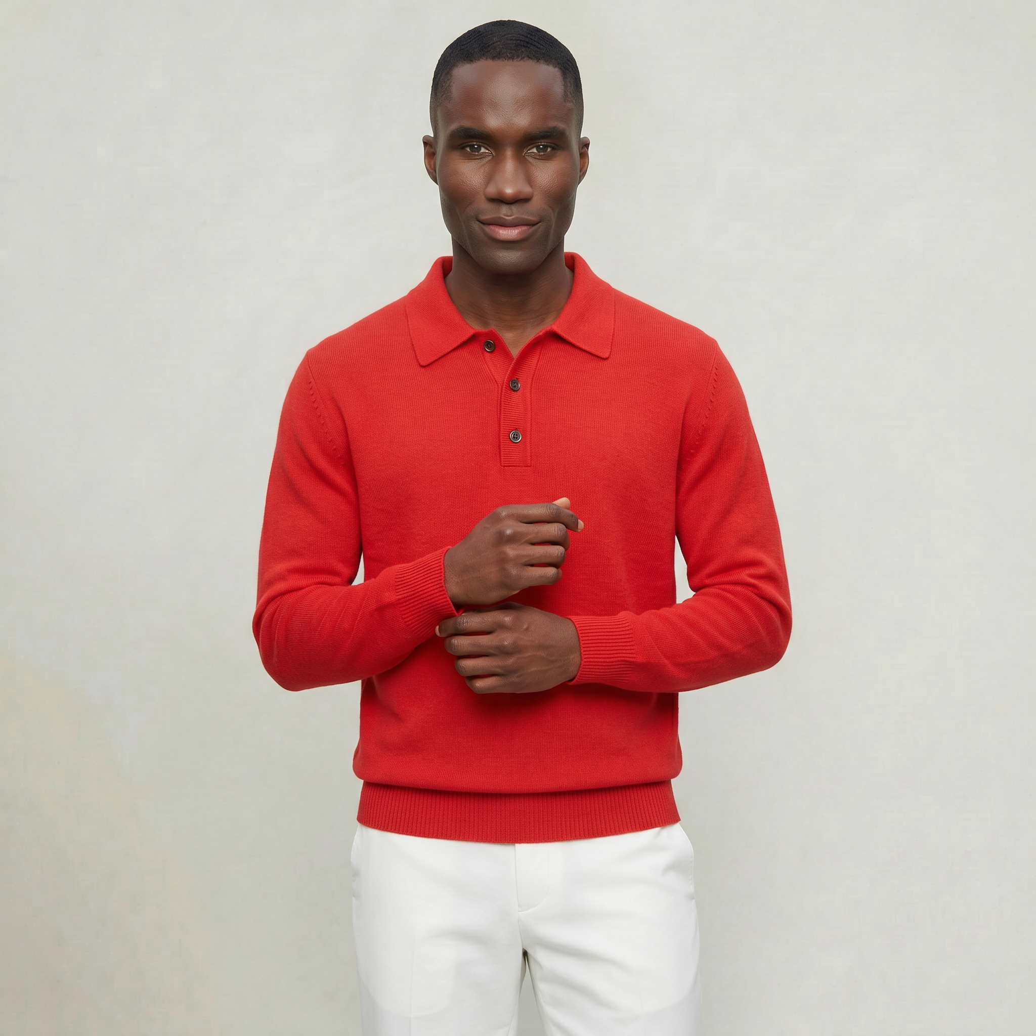 Men’s Polo Sweater - Long Sleeve Regular Fit