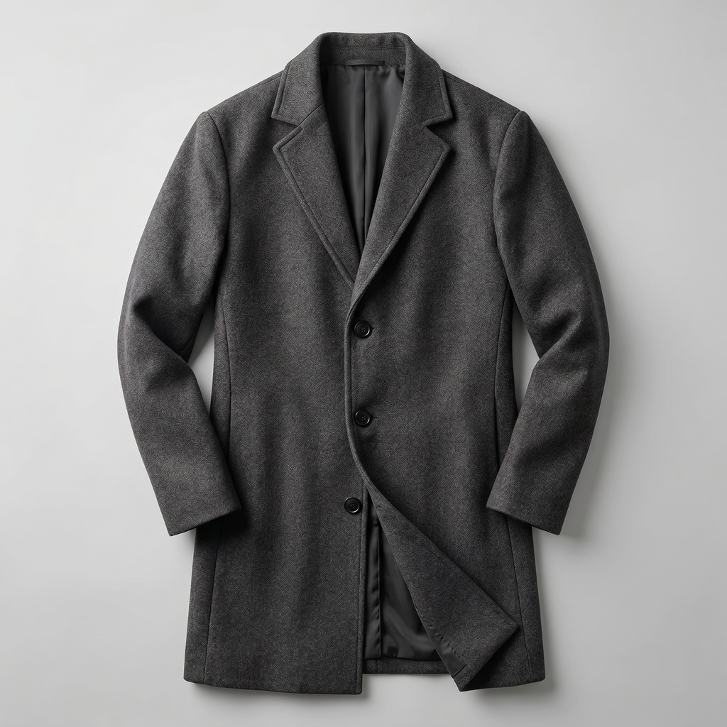 Men’s Mid-Length Coat - Single-Breasted Slim Fit