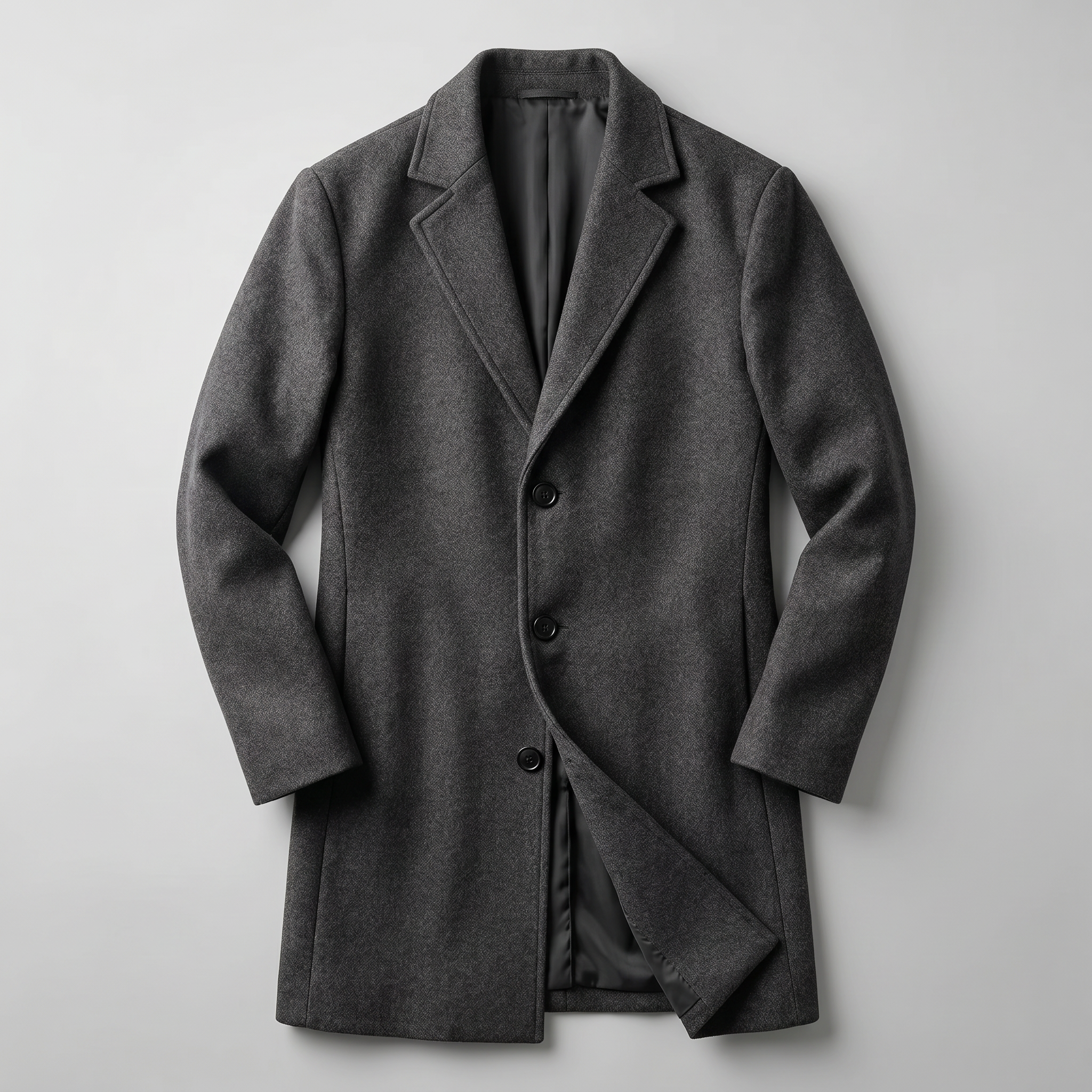 Men’s Mid-Length Coat - Single-Breasted Slim Fit