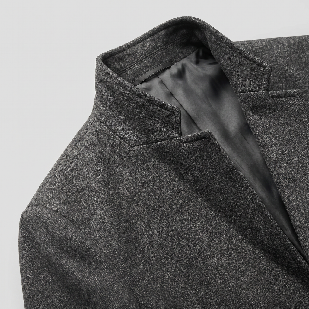 Men’s Mid-Length Coat - Single-Breasted Slim Fit