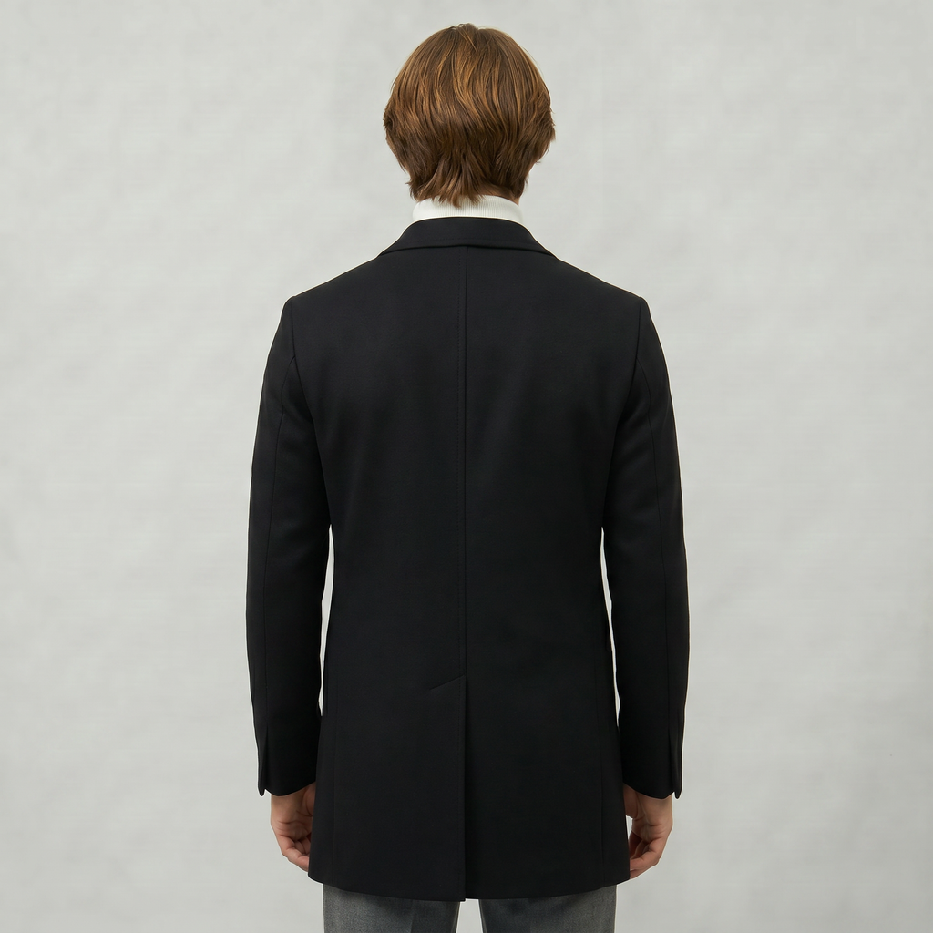 Men’s Mid-Length Coat - Single-Breasted Slim Fit
