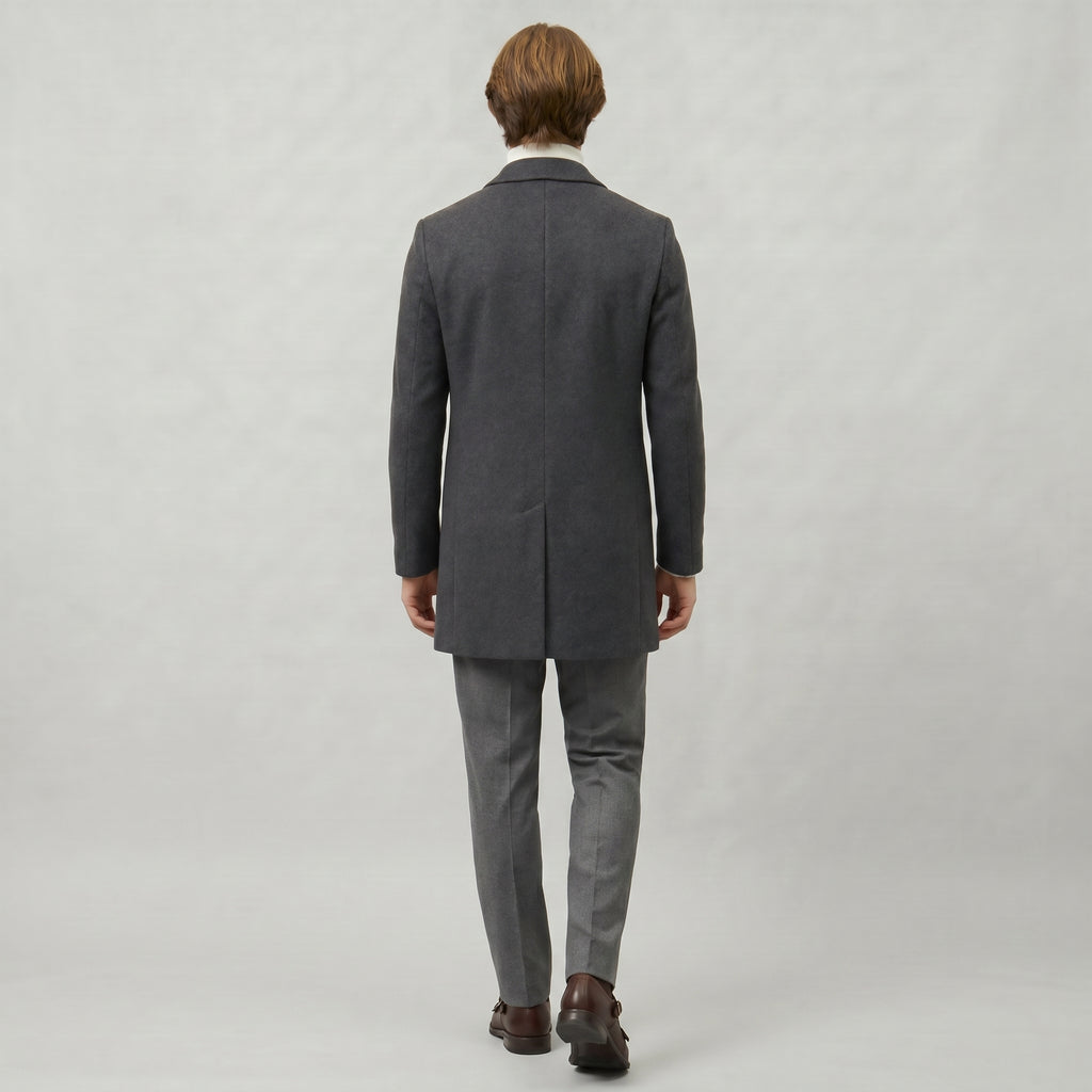 Men’s Mid-Length Coat - Single-Breasted Slim Fit