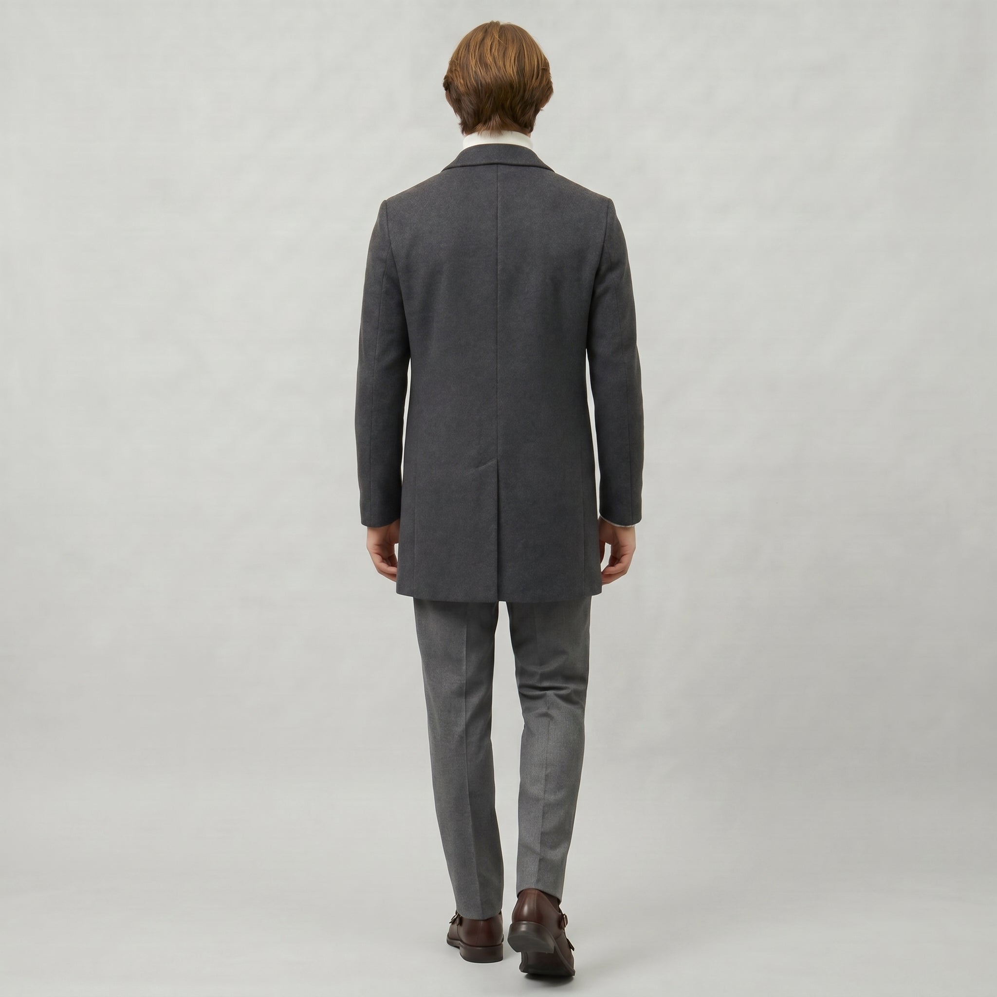 Men’s Mid-Length Coat - Single-Breasted Slim Fit