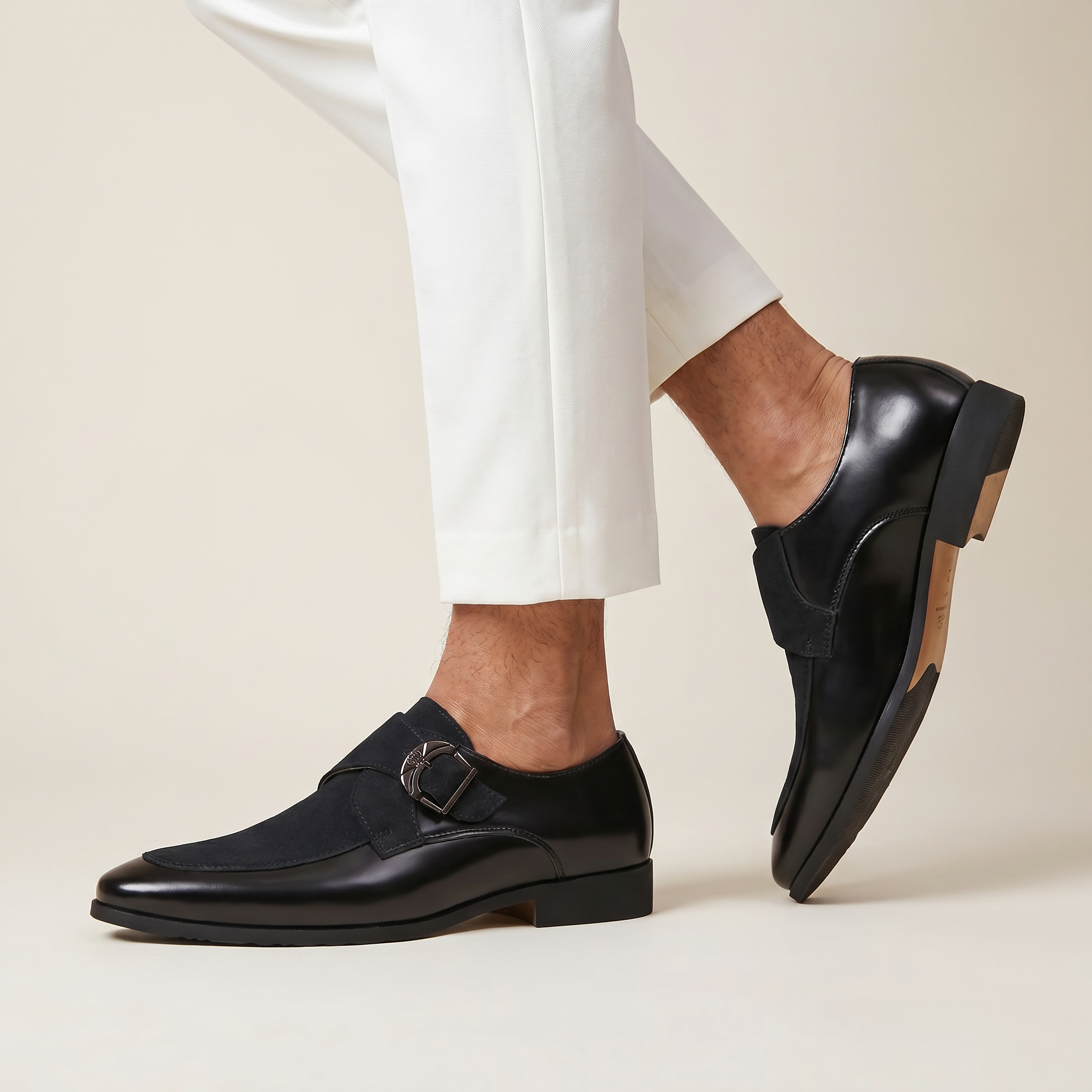 Men’s Monk Strap Dress Shoes - Slip-On Pointed-Toe Shoes