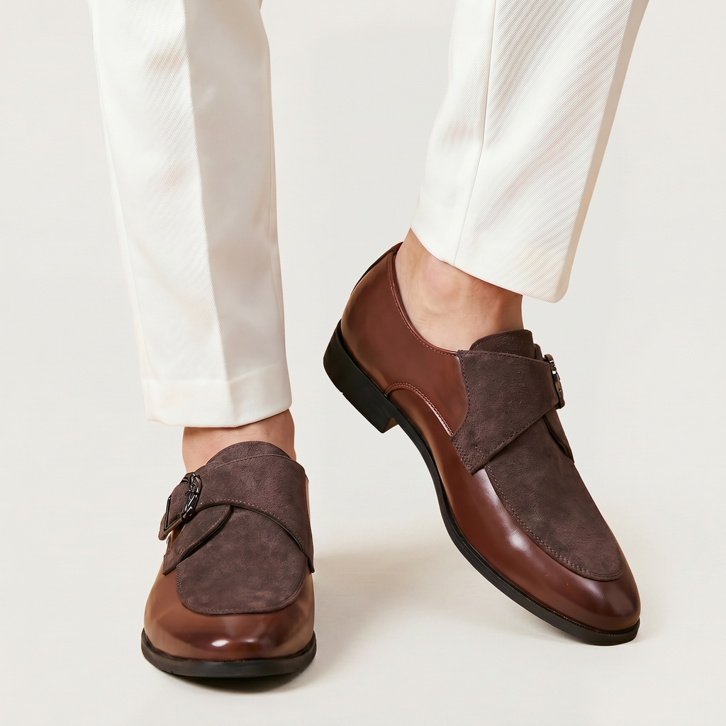 Men’s Monk Strap Dress Shoes - Slip-On Pointed-Toe Shoes