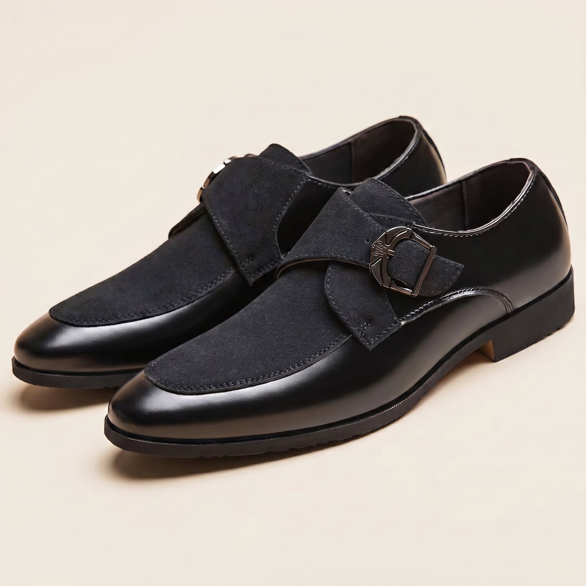 Men’s Monk Strap Dress Shoes - Slip-On Pointed-Toe Shoes