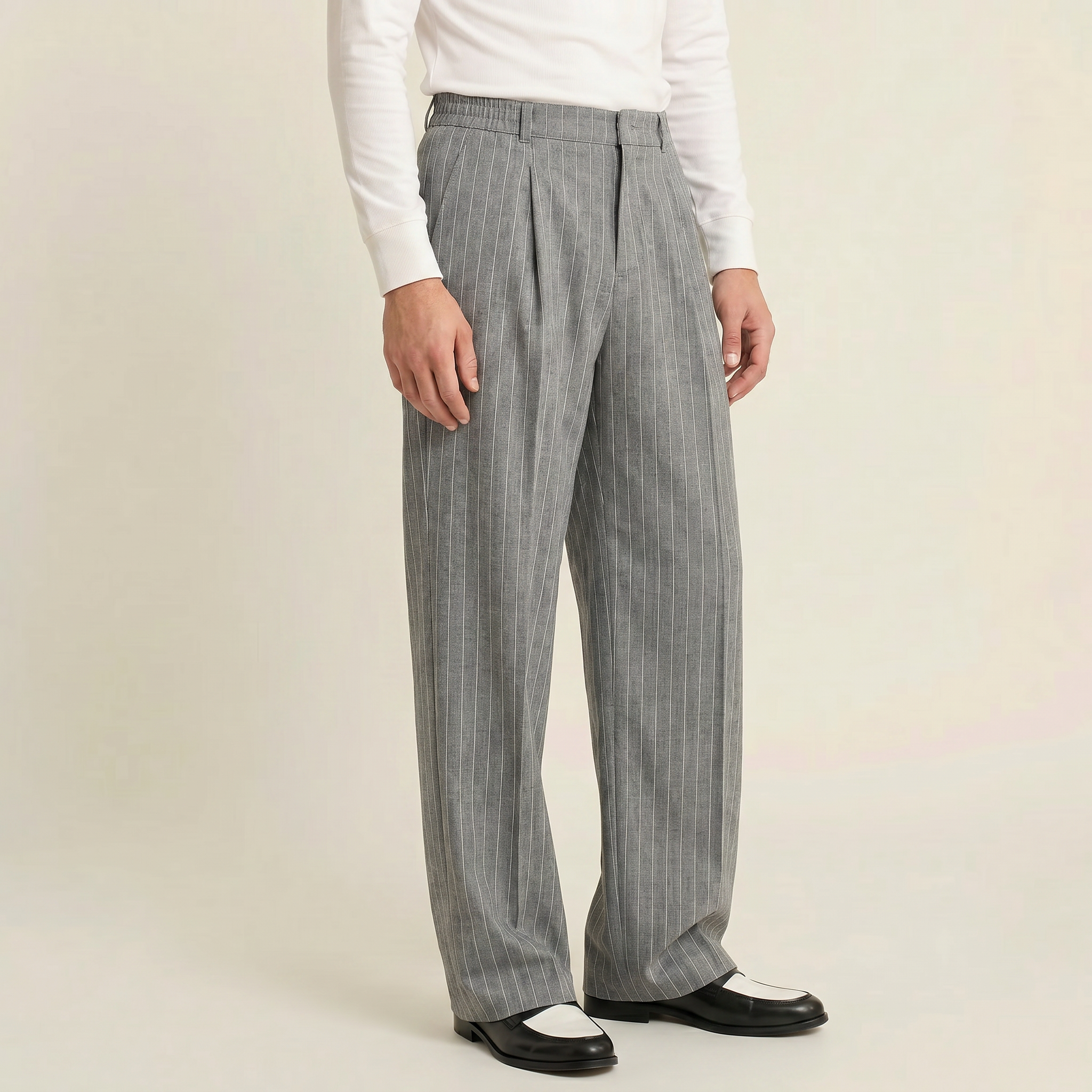 Men’s Pinstripe Wide-Leg Trousers