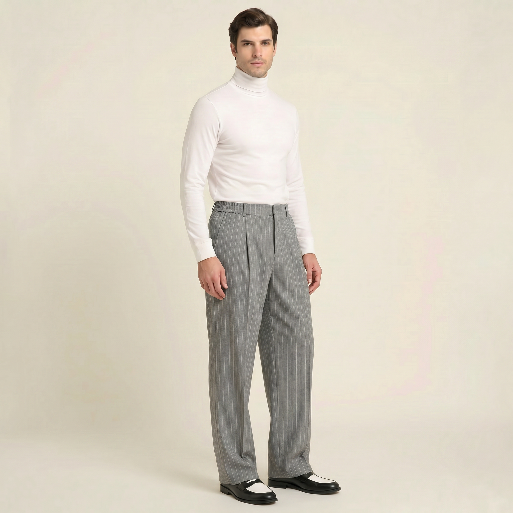 Men’s Pinstripe Wide-Leg Trousers