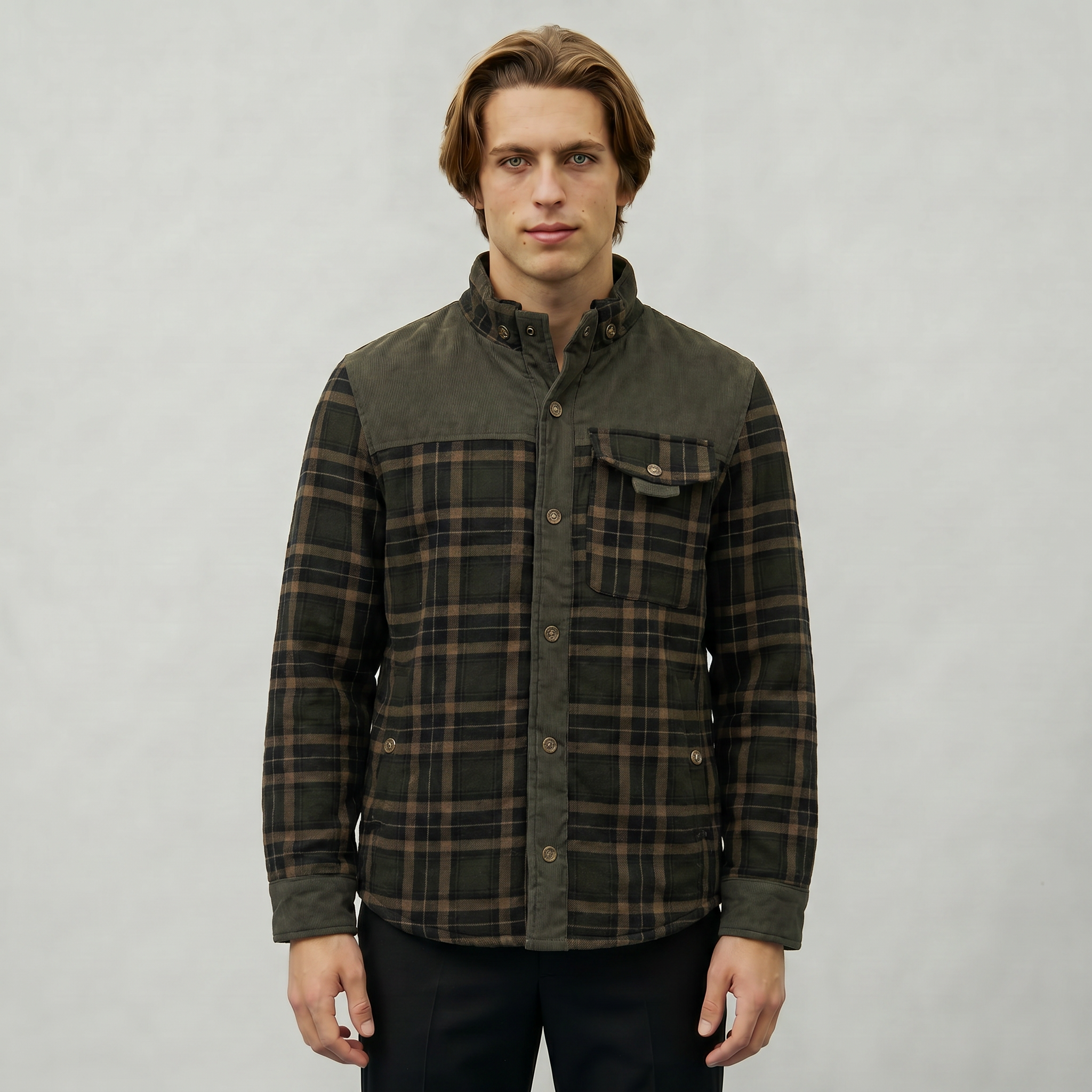 Men’s Plaid Shacket - Button Front Regular Fit