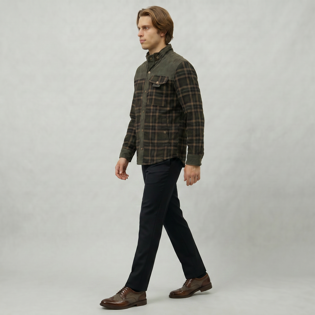 Men’s Plaid Shacket - Button Front Regular Fit