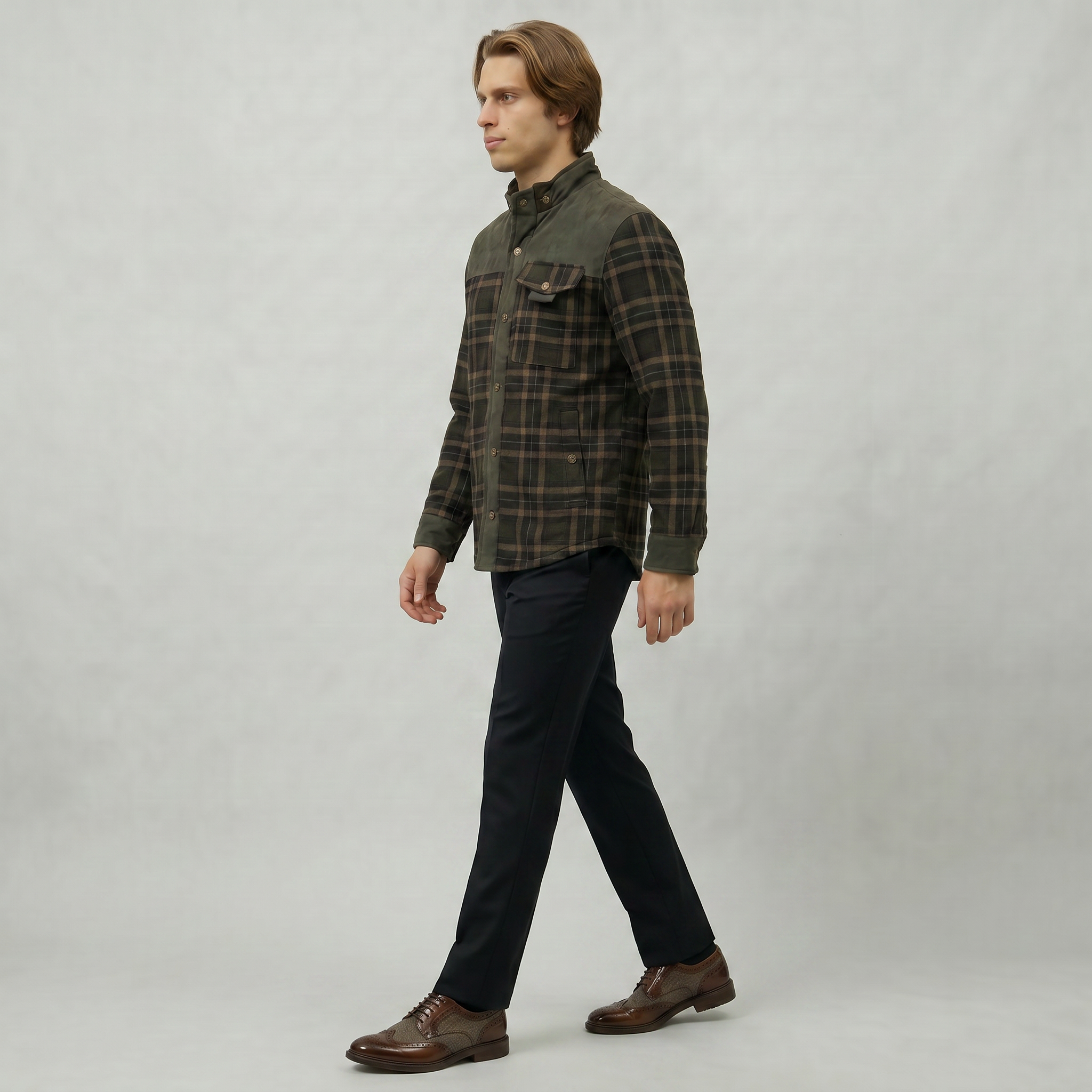 Men’s Plaid Shacket - Button Front Regular Fit