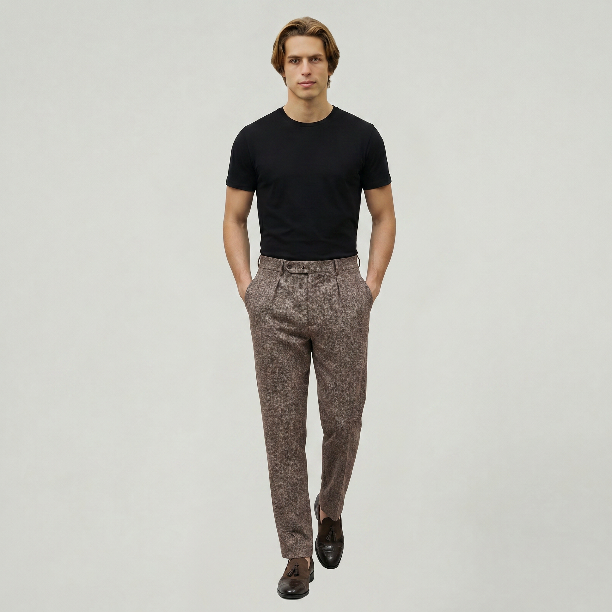 Men’s Pleated High-Waist Trousers - Straight Leg Tailored Fit