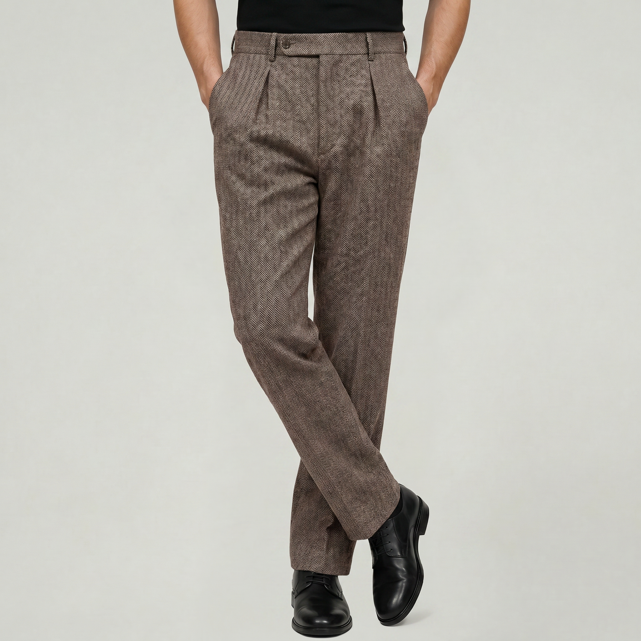 Men’s Pleated High-Waist Trousers - Straight Leg Tailored Fit