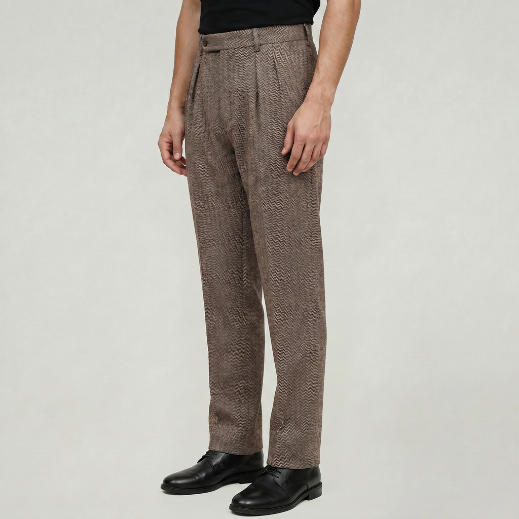 Men’s Pleated High-Waist Trousers - Straight Leg Tailored Fit
