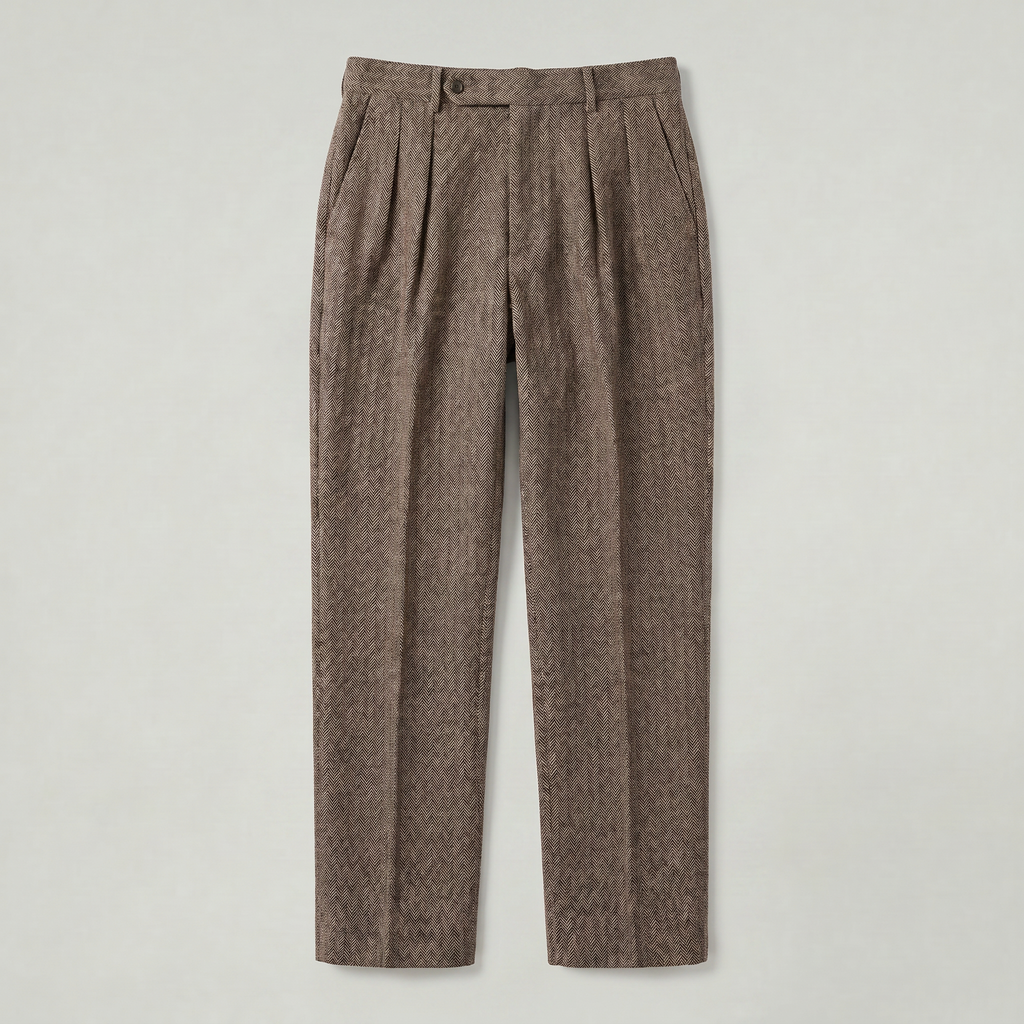 Men’s Pleated High-Waist Trousers - Straight Leg Tailored Fit