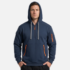 Men's Quarter Zip Tactical Hoodie - Multi-Pocket Fleece Pullover Sweatshirt
