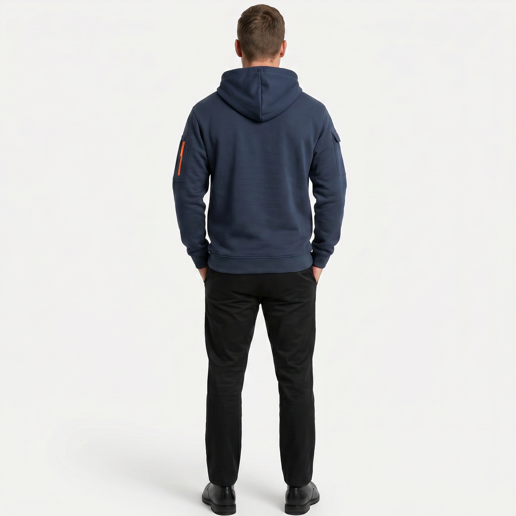 Men's Quarter Zip Tactical Hoodie - Multi-Pocket Fleece Pullover Sweatshirt