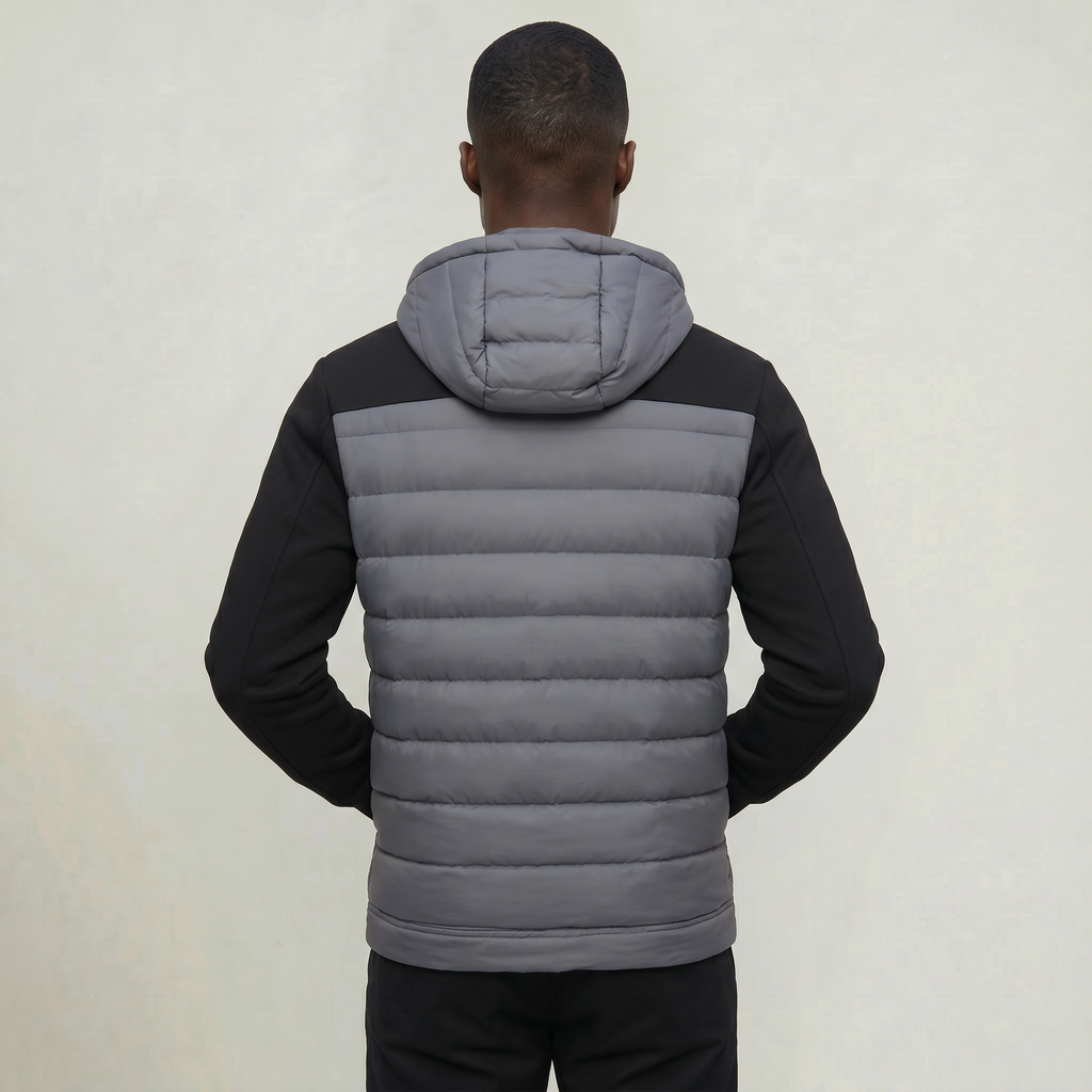 Men’s Quilted Puffer Jacket - Hooded Zip-Up Regular Fit