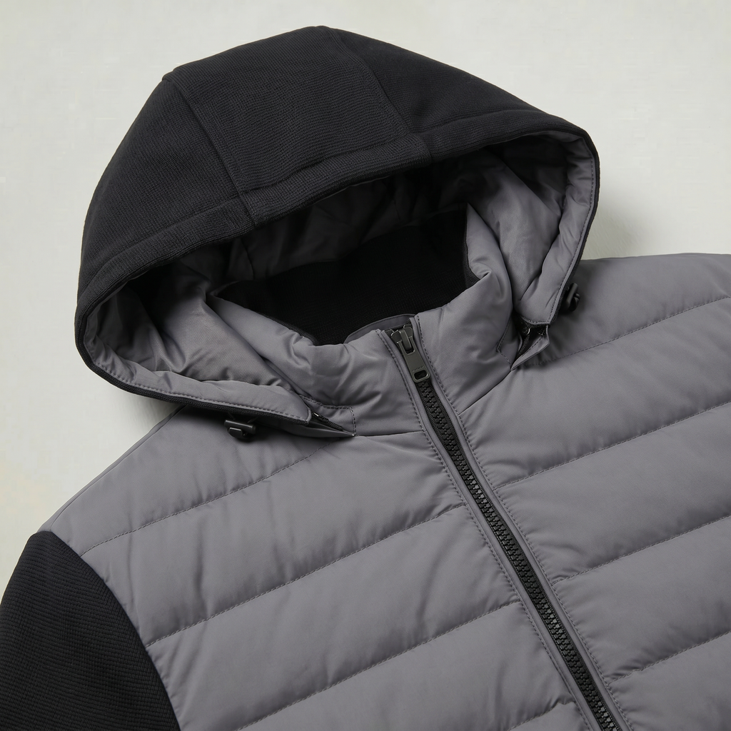 Men’s Quilted Puffer Jacket - Hooded Zip-Up Regular Fit