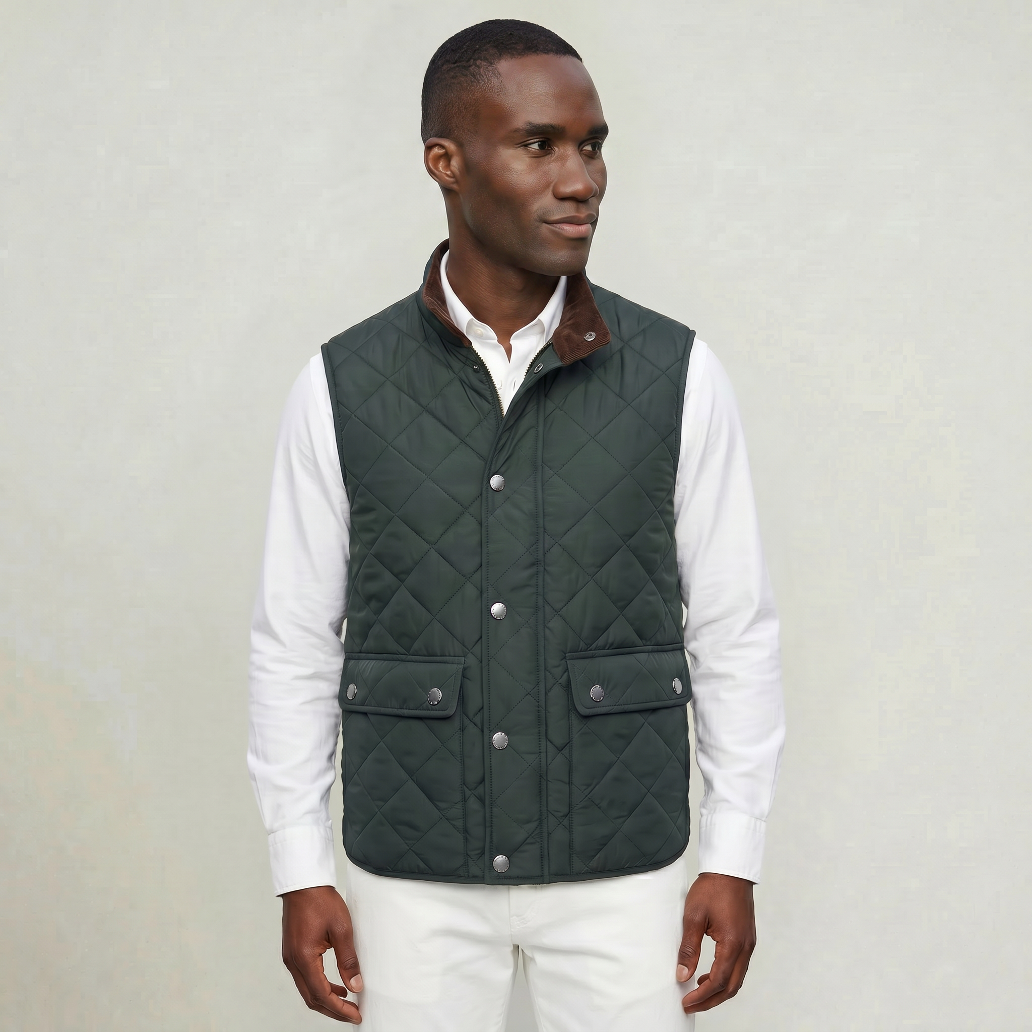 Men’s Quilted Snap Button Vest - Stand Collar Workwear Gilet