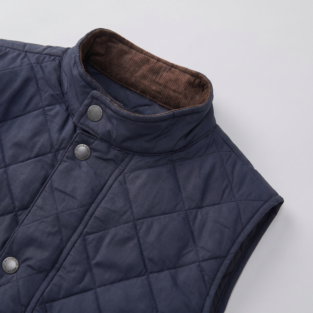 Men’s Quilted Snap Button Vest - Stand Collar Workwear Gilet