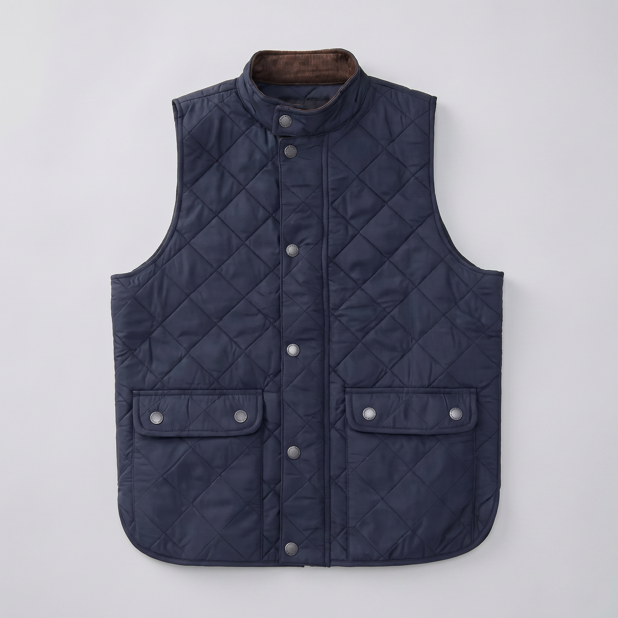 Men’s Quilted Snap Button Vest - Stand Collar Workwear Gilet