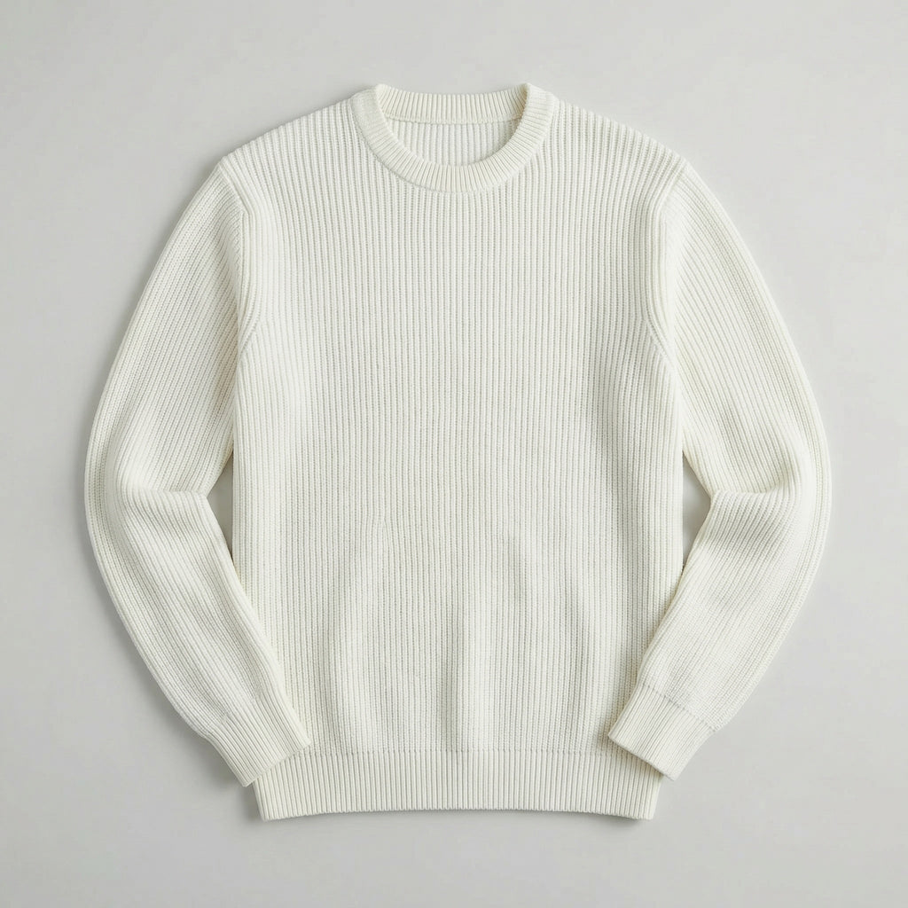 Men's Ribbed Knit Jumper – Crew Neck Pullover