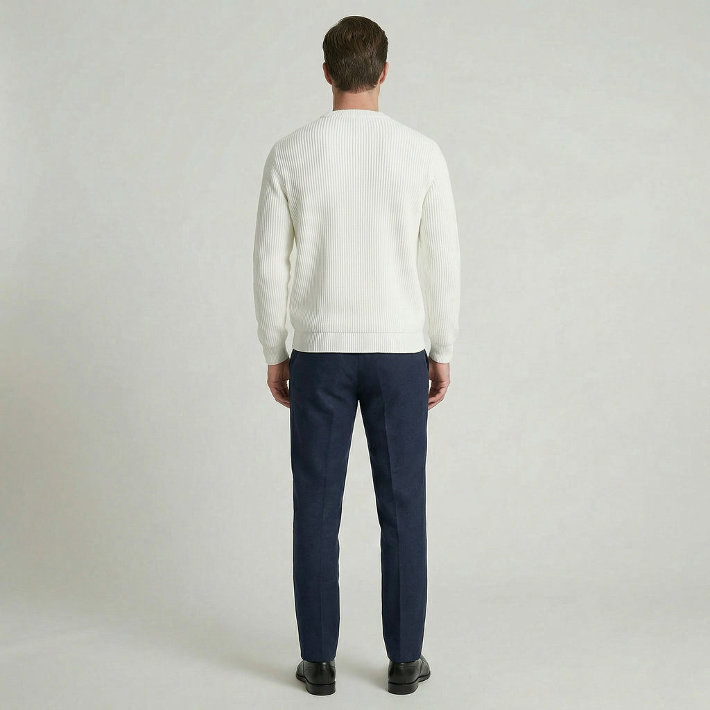 Men's Ribbed Knit Jumper – Crew Neck Pullover