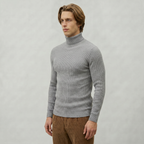 Men’s Ribbed Turtle Neck Jumper - Roll Neck Skivvy Slim Fit
