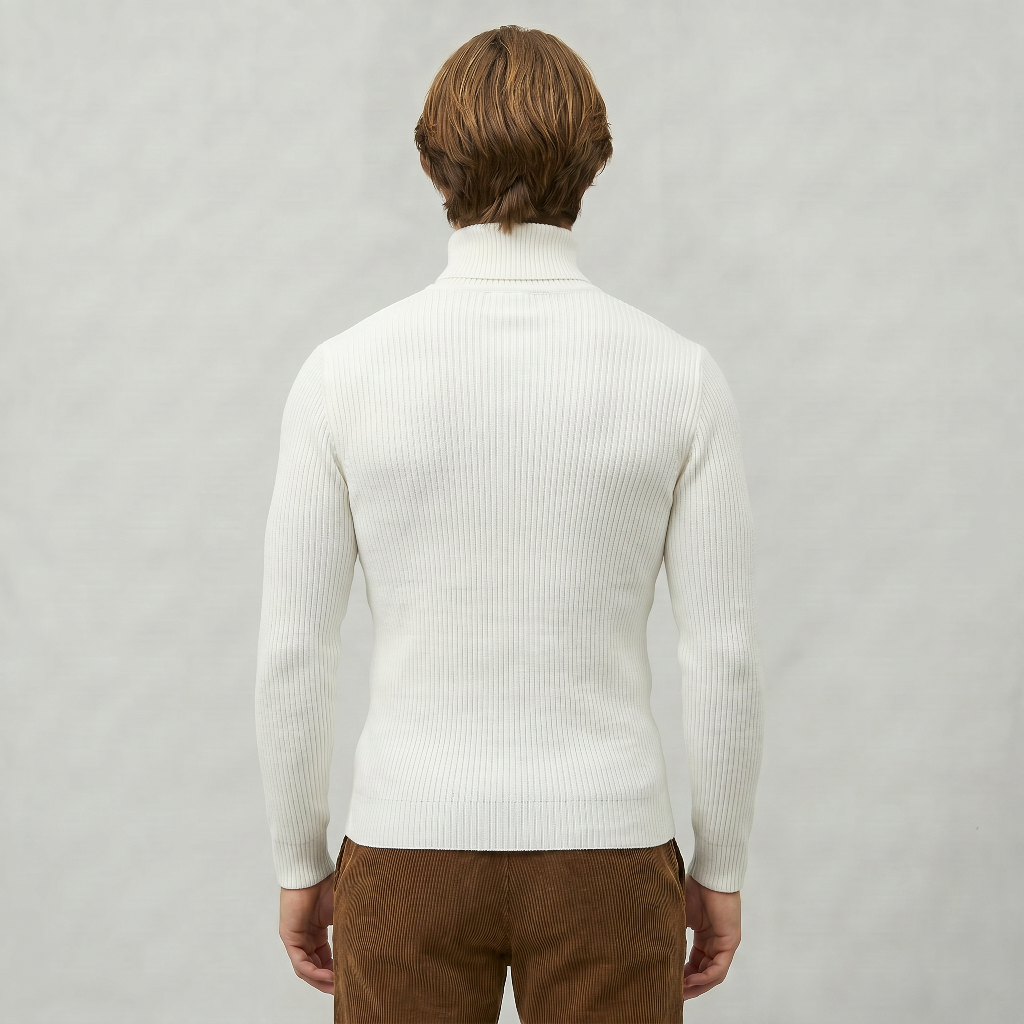 Men’s Ribbed Turtle Neck Jumper - Roll Neck Skivvy Slim Fit
