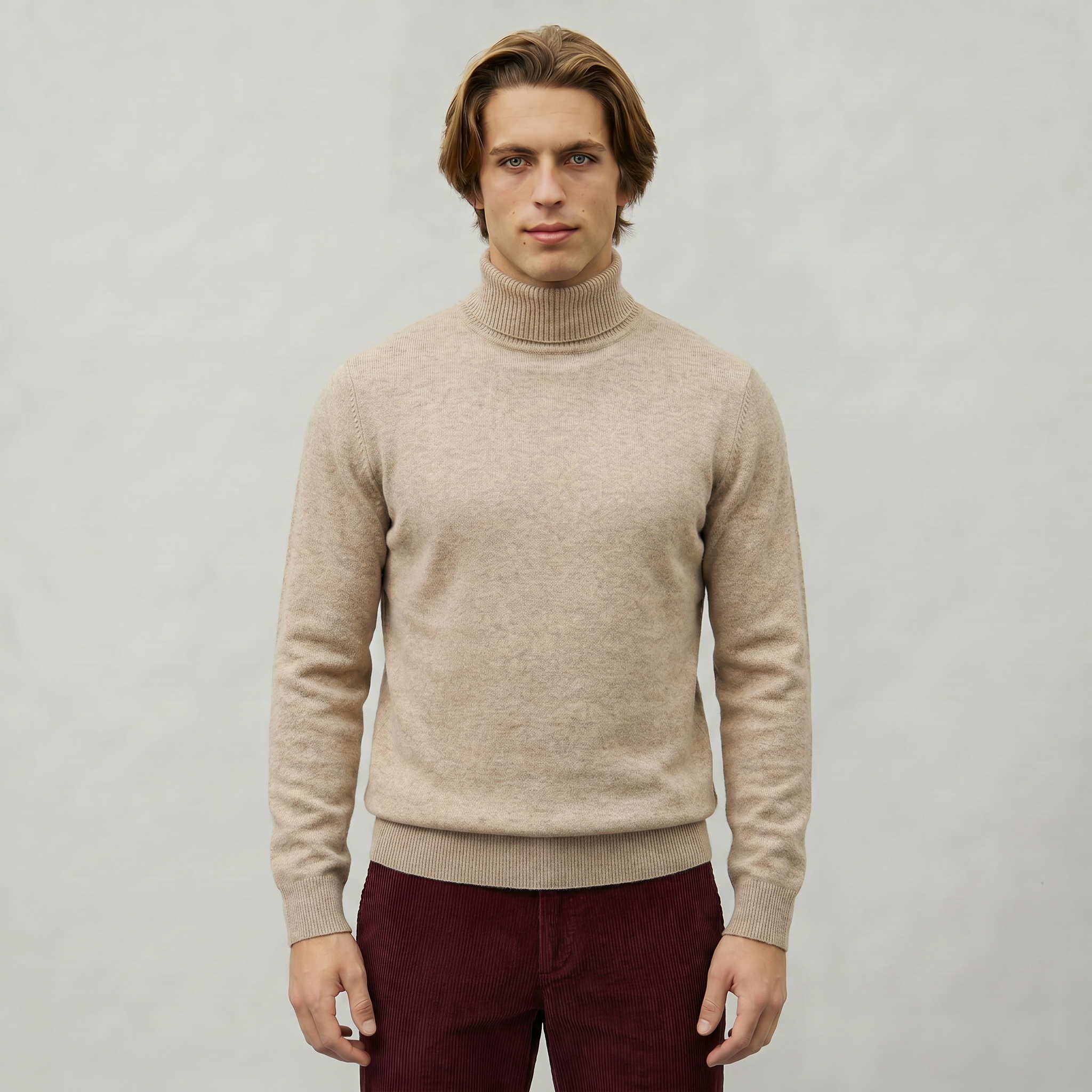 Men’s Roll Neck Skivvy Jumper - Long Sleeve Winter Sweater
